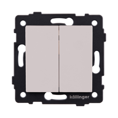 Выключатель кнопочный 2-клавишный 10А/250В, кашемир матовый Kollinger REA-S-011CM для Aspekt, Eleganz, Reflex