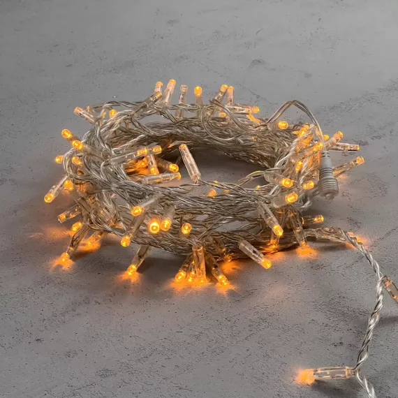 Светодиодная гирлянда с колпачком 100 желтых LED ламп 10 м., 24В., прозрачный провод ПВХ, IP65, LTC (PST100CAP-10-1Y)