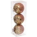 Новогодние шары «GLAME - Блеск» 8 см (набор 3 шт), Розовое золото
