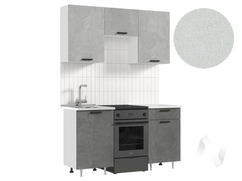 Кухня Рио NEW ЛДСП 1;5м (белый/бетон светлый; бетон темный/антарес)