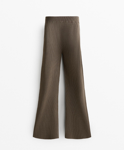 OYSHO Трикотажные расклешенные брюки, серо-бежевый