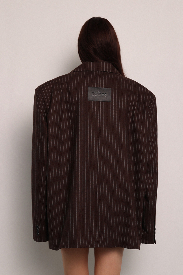 Пальто пиджак шоколад в полоску