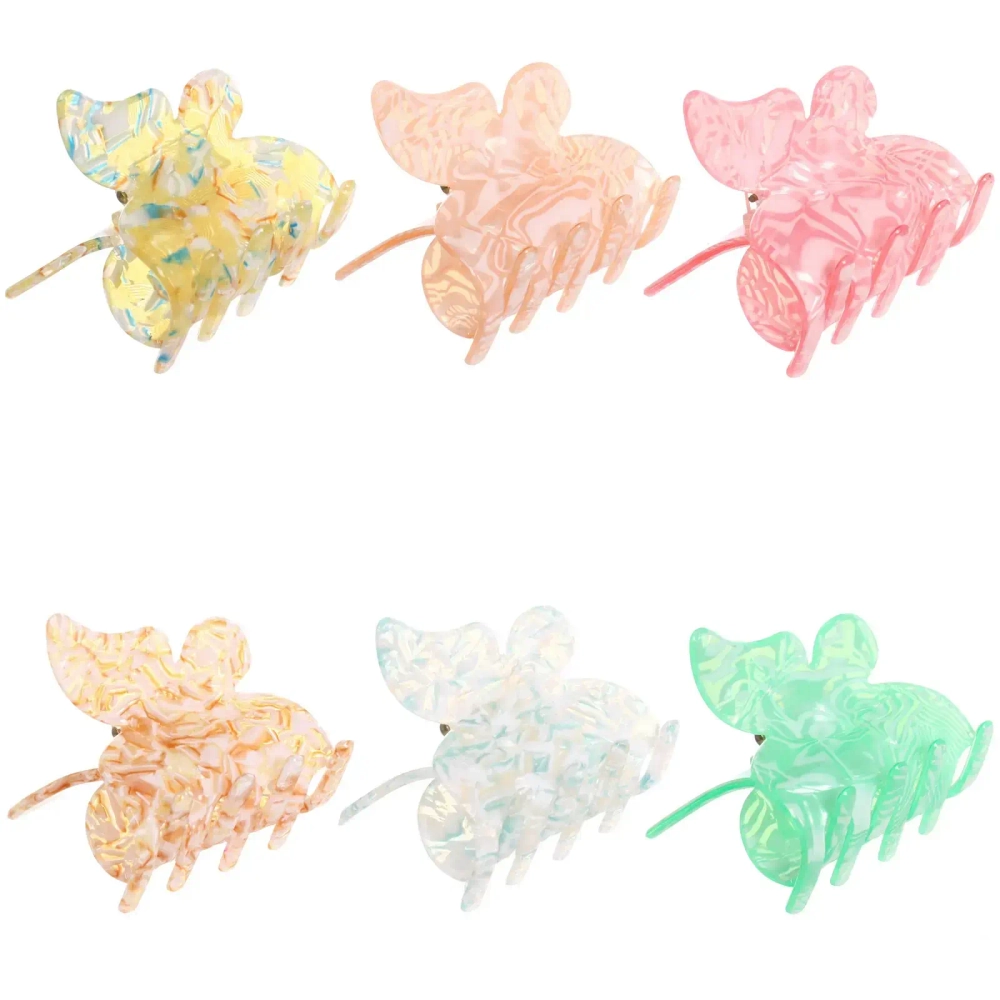 Заколка-краб для волос « ЭЙФОРИЯ ФЛО», шайла, микс 6 цветов, 4,7см (блистер Кокетка)