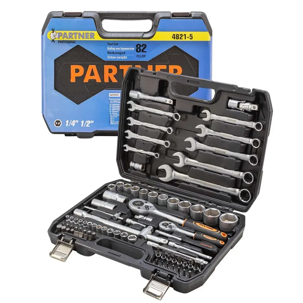 Набор инструментов 82 пр.1/4''&amp;1/2''(6-гран)(4-32мм) Partner PA-4821-5