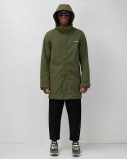 Парка спортивная мужская с капюшоном softshell цвета хаки 9565Kh