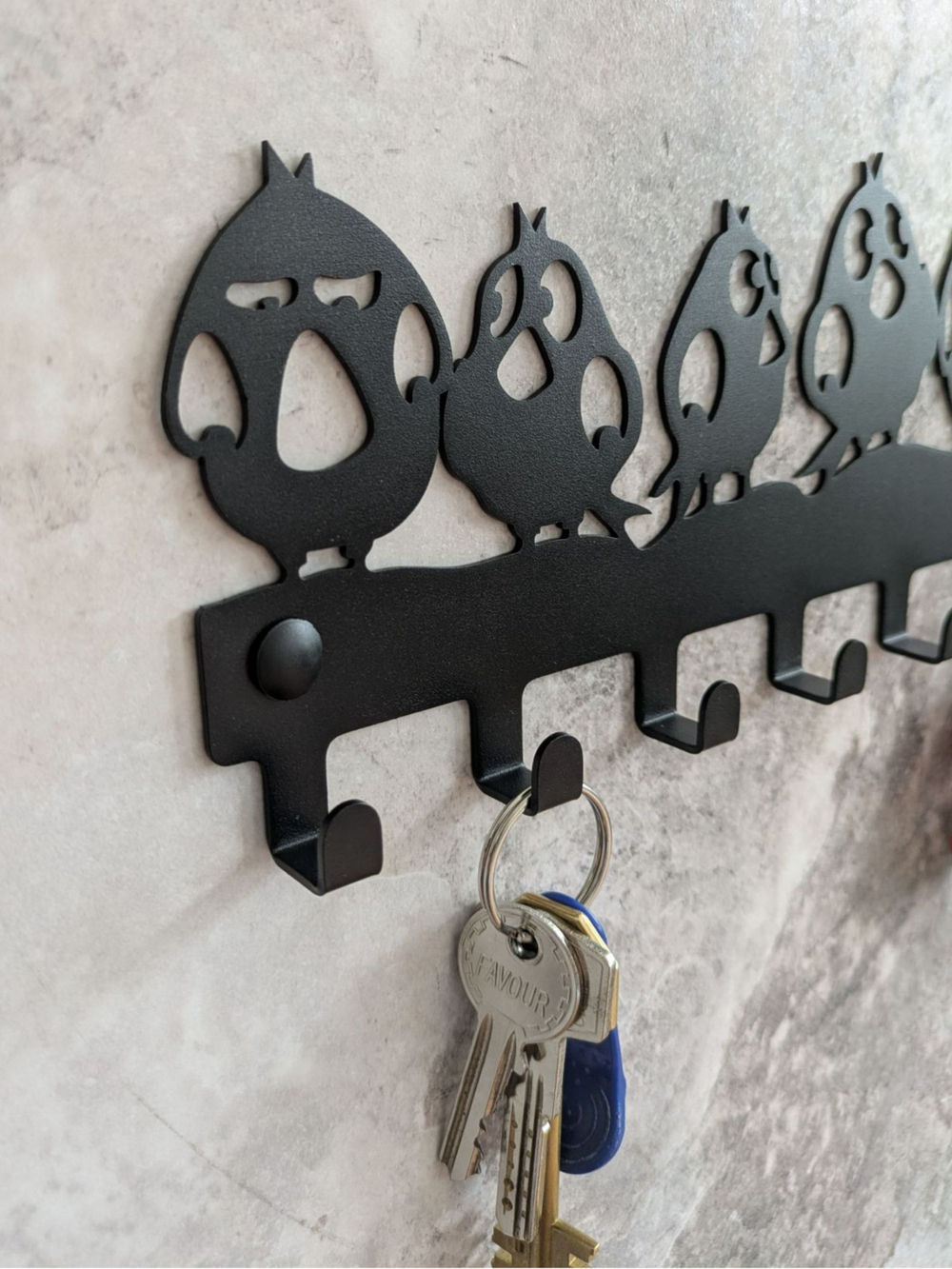 Ключница настенная Совята на 7 крючков, металл, черная