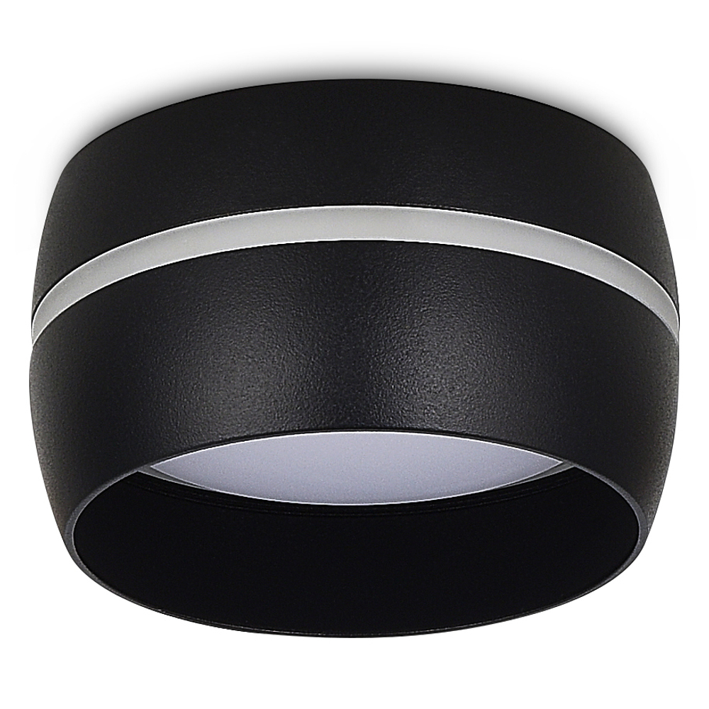 Светильник накладной,  GX53,  D90xH50мм,  IP20,  черный,  без лампы