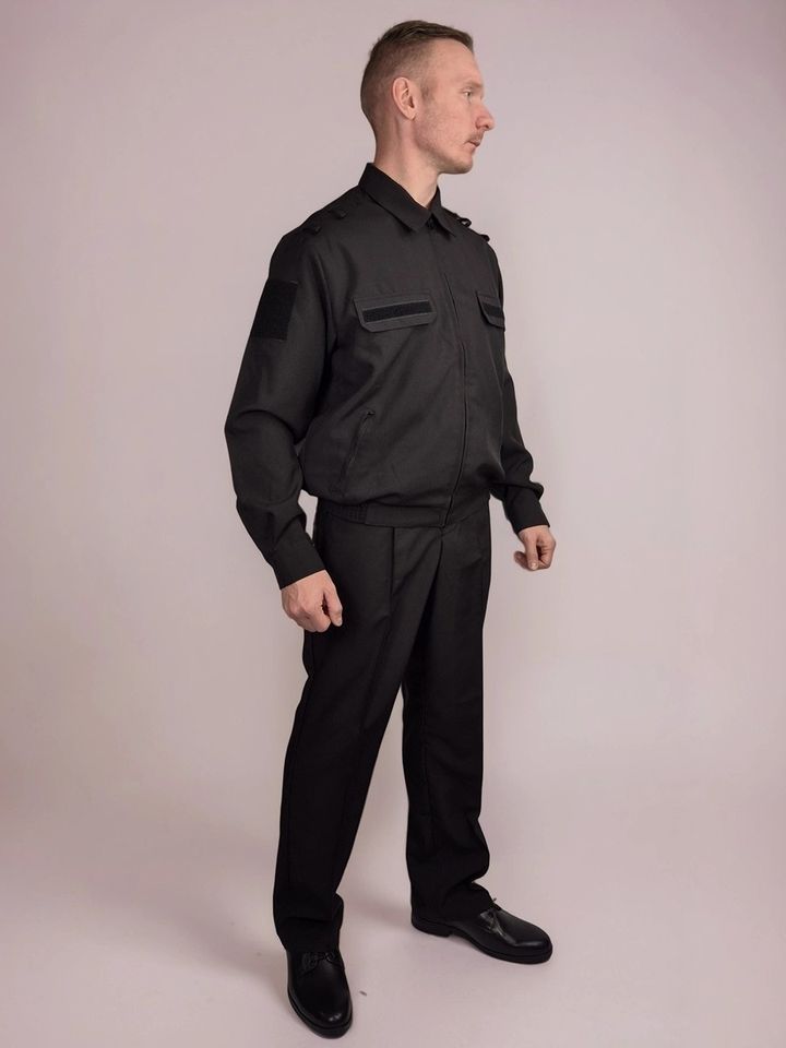 Костюм офисный для военнослужащих длинный рукав (чёрный, габардин)