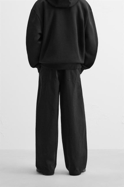 ZARA БРЮКИ СВОБОДНОГО КРОЯ СО СКЛАДКАМИ, ЧЕРНЫЙ