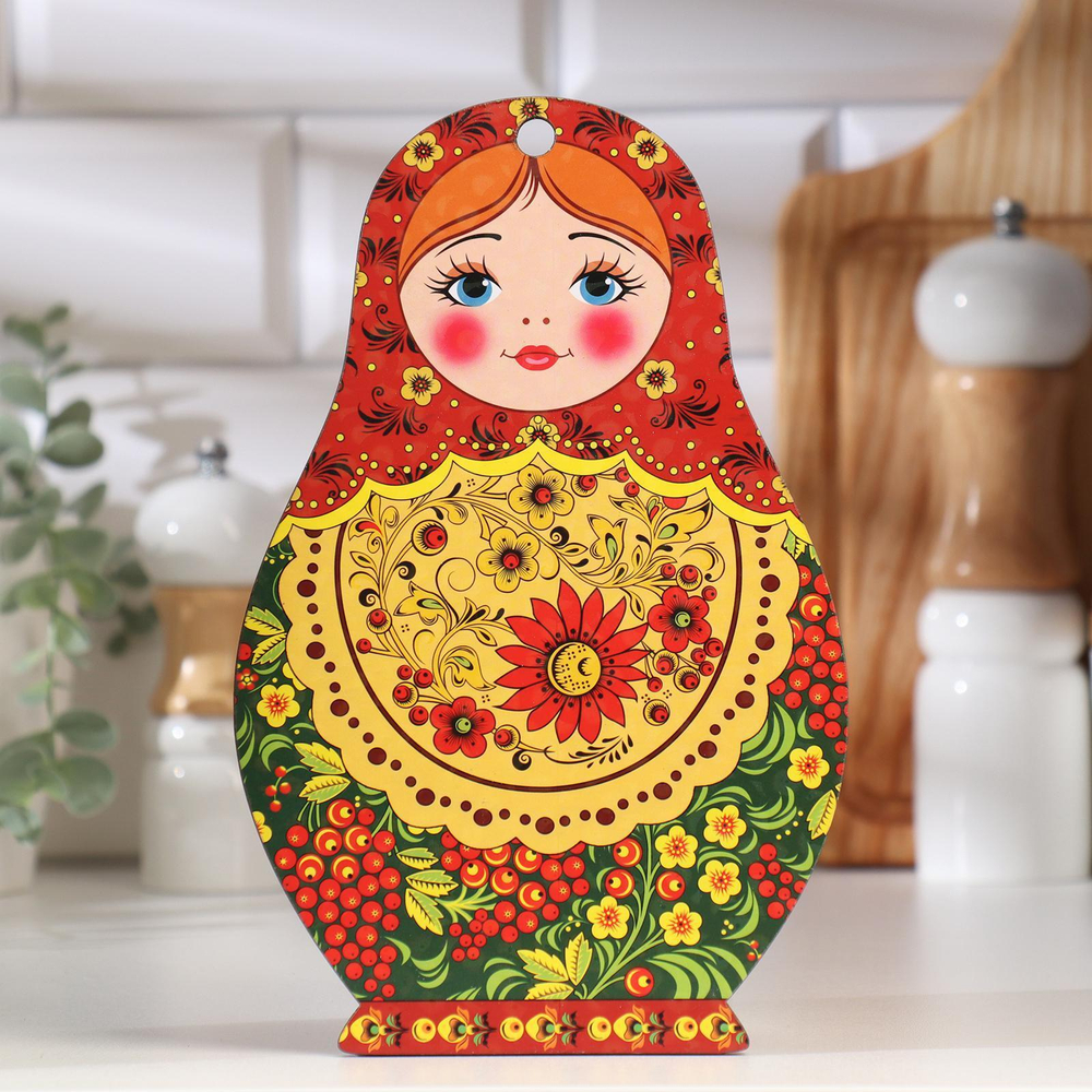 Доска разделочная сувенирная в русском стиле "Матрёшка", 15 x 23 см