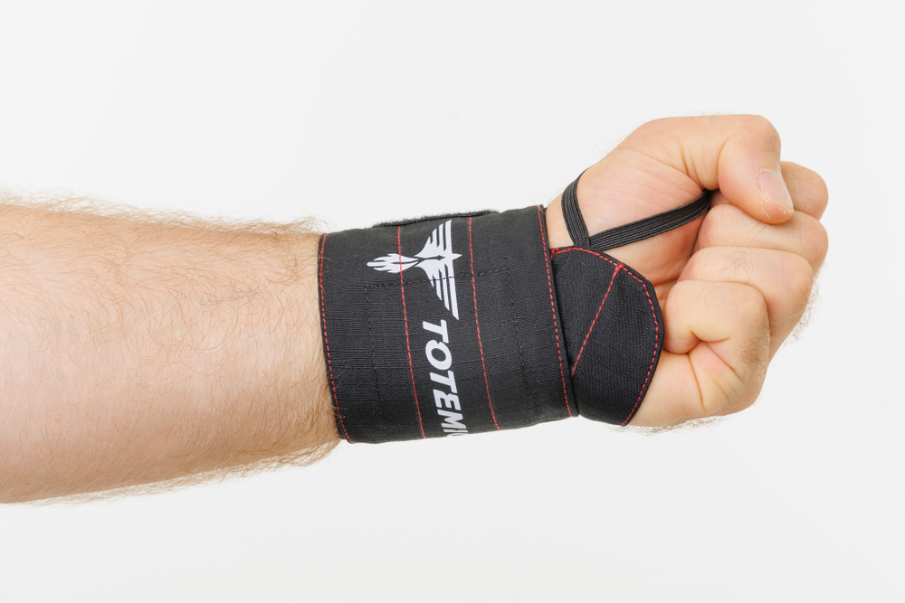 Бинты неэластичные TOTEMIC CLO для фиксации запястья, отделка красная