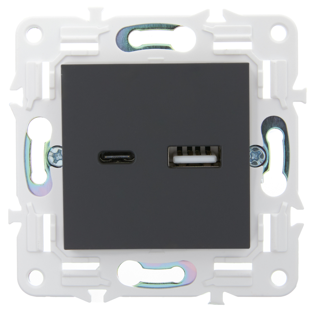 SKANDY Розетка USB A+C 3,1А SK-R14G графит IEK