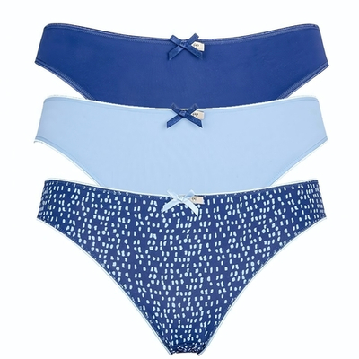 Набор из 3 сине-голубых трусиков-слип Olivia (Размер: L) (Цвет: синий с голубым)