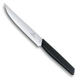Нож Victorinox для стейков и пиццы, 12 см волнистое, чёрный