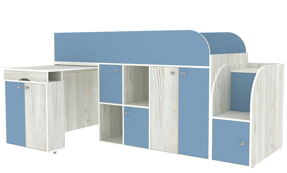 Кровать-чердак КарИВи Малыш 3 Винтерберг Светло-синий, голубой