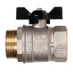 Кран шаровой латунный LD Pride 47.32.B-Н.Б Ду 32 Ру 25 вн-нр, (бабочка)