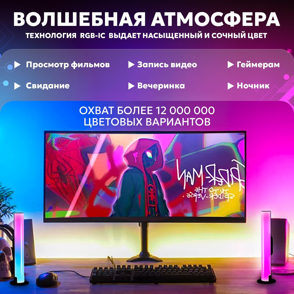 Светодиодная умная RGB настольная светильник-лампа с пультом управления и Bluetooth