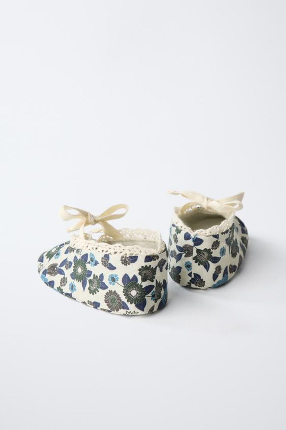 ZARA БАЛЕТКИ С БАНТОМ И ЦВЕТАМИ, НЕБЕЛЕНЫЙ