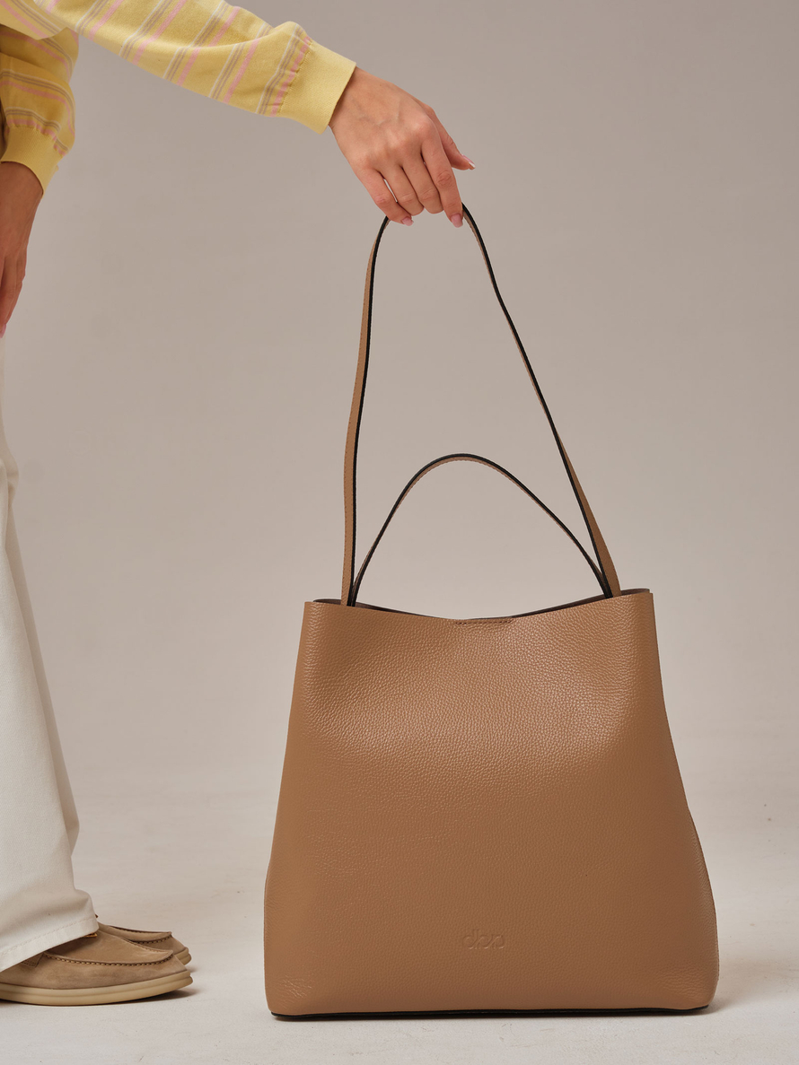 Кожаная сумка шоппер Olga DBR 30948 коричневый капучино