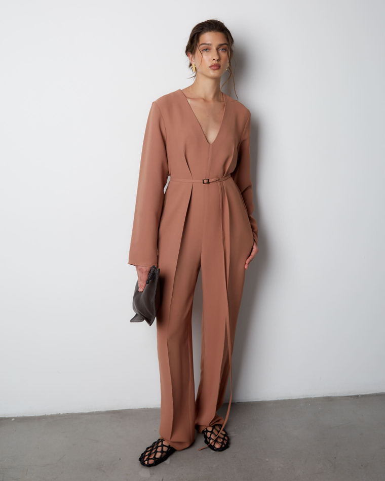 Комбинезон из вискозы Стелла Маккартни карамель