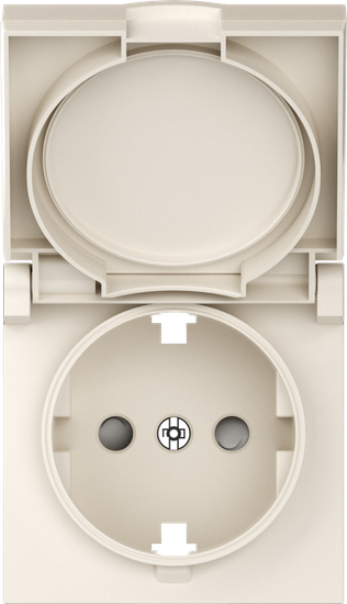 Накладка для розетки Schuko с заземлением,  с крышкой,  16A 250 В~,  матовый кремовый,  серия A07