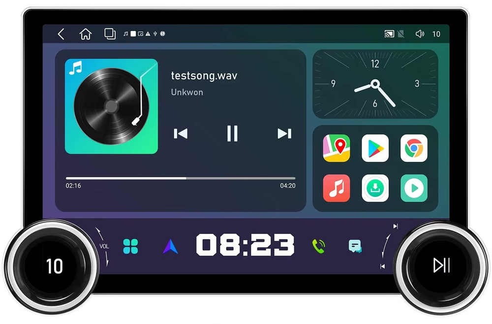 Магнитола с крутилками в рамку 9" или 10" - Farcar RB876 монитор 11.8" QLED+2K на Android 13, CarPlay, 4G SIM-слот, 6/128ГБ