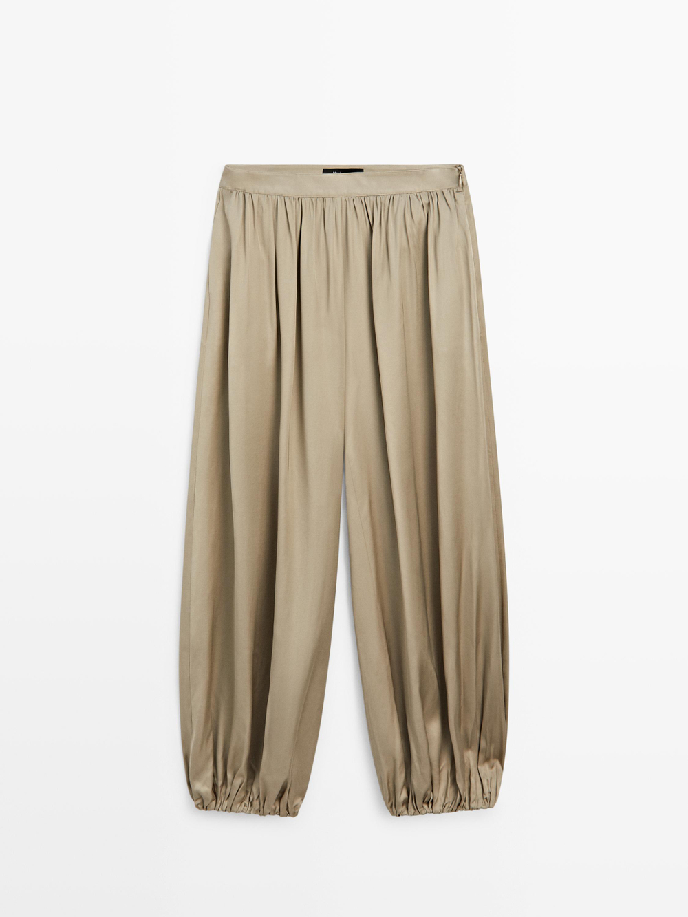 Massimo Dutti Атласные брюки-баллон, бежевый