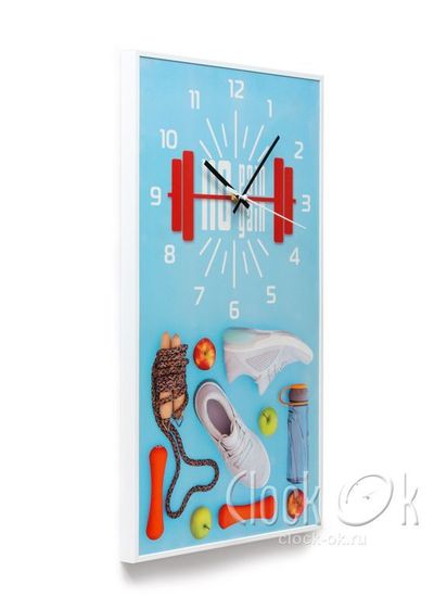 Настенные часы-постер "No pain no gain"