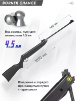 Винтовка пневматическая Borner Chance (пластик, Black, XS-QA6BC) кал. 4.5 мм, 3 Дж.