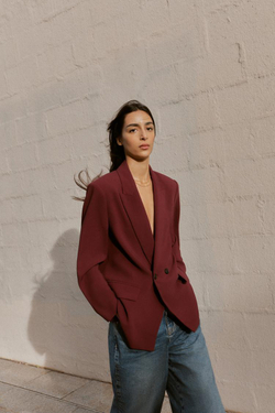 ZARA ДВУБОРТНЫЙ БЛЕЙЗЕР ОВЕРСАЙЗ, БУРГУНДИ