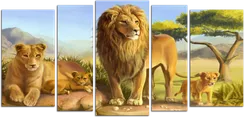 Модульная картина "Львиное семейство"