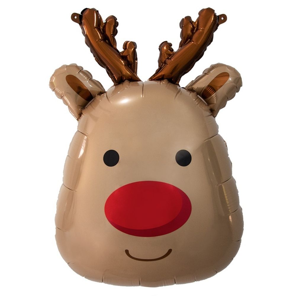 Фигурный шар с гелием в виде головы рождественского оленя