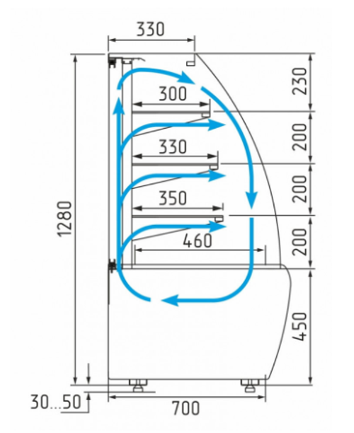 Кондитерская витрина CARBOMA FLANDRIA STANDARD K70 VM 0,9-2 открытая