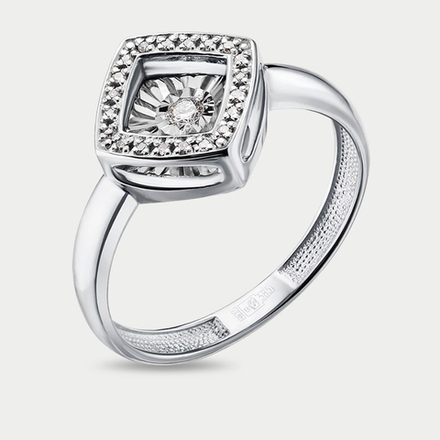Кольцо женское из белого золота 585 пробы c "танцующими" бриллиантами (арт. 01-12-5499-31-00)