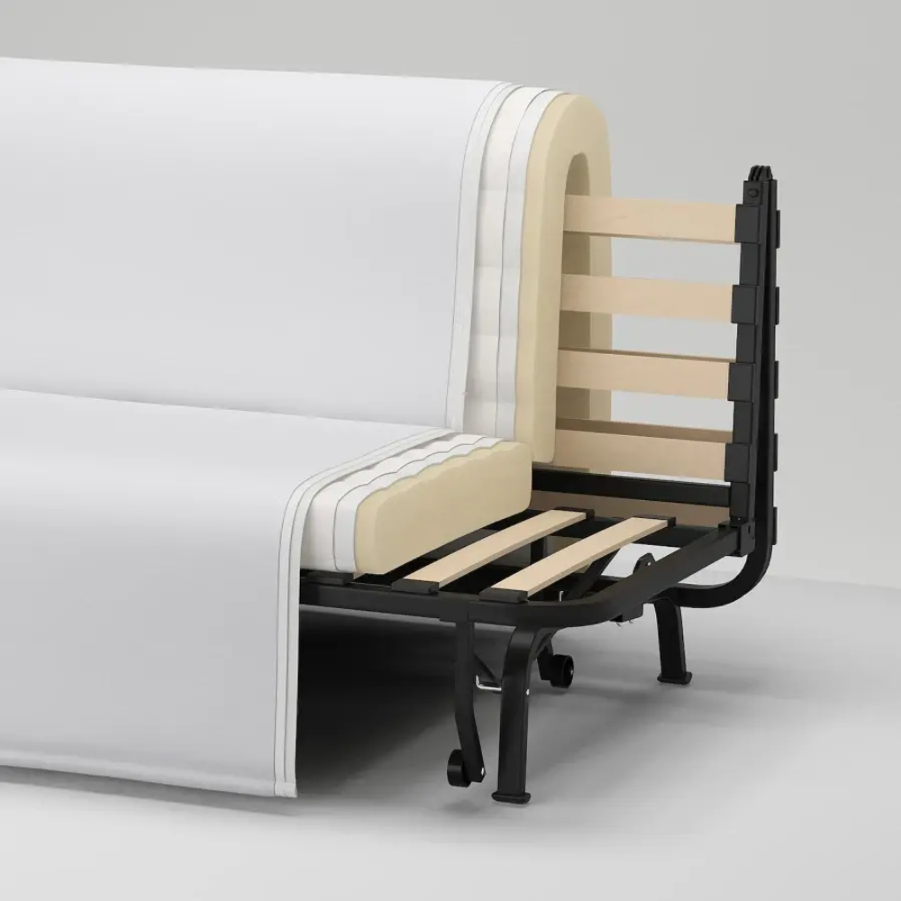 2-местный диван-кровать - IKEA LYCKSELE LÖVÅS/LOVAS/ЛИКСЕЛЕ ЛЕВОС ИКЕА, 87х100х142 см, бежевый