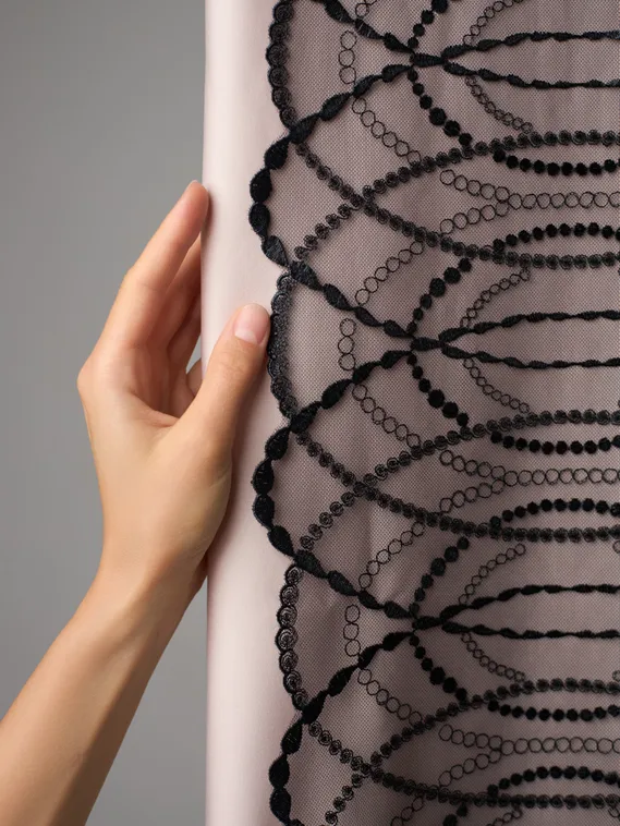 05-173 ОПТ Вышивка на неэл. сетке 23 см, черный 170