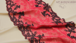 Эластичное кружево, черный и темно-красный, 22 см (Артикул: EK-1014), м