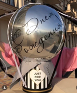 Шар с деньгами Баблобокс С ДР сильвер