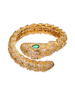 Кольцо-змея, в камнях, золото