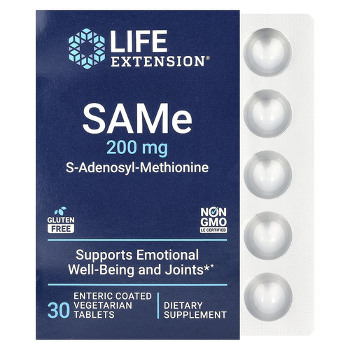 Life Extension SAMe S-Adenosyl-Methionine, 200 mg, 30 tab.