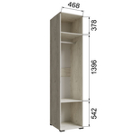 Шкаф-пенал Лилль с полками и штангой дуб крафт белый/дуб крафт табачный