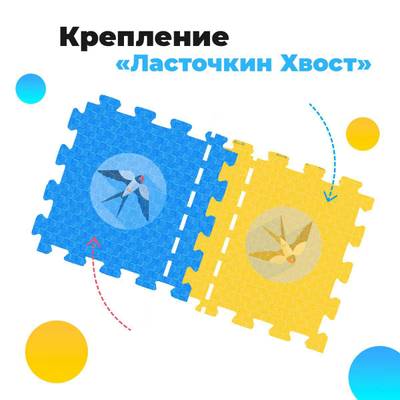 ЭВА-плитка жёлто-синяя 100×100×2 см - мягкий коврик-пазл, пять линий