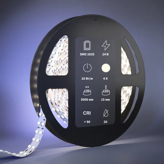 Светодиодная лента Ультра 24В 2835 20Вт/м 4000К 5м IP 20 201112 Led Strip 201112