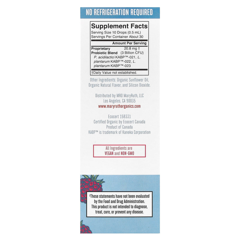 MaryRuth's, Органический прецизионный пробиотик для женщин старше 40 лет, жидкие капли, малина, 3 млрд КОЕ, 15 мл (0,5 жидк. унц.)