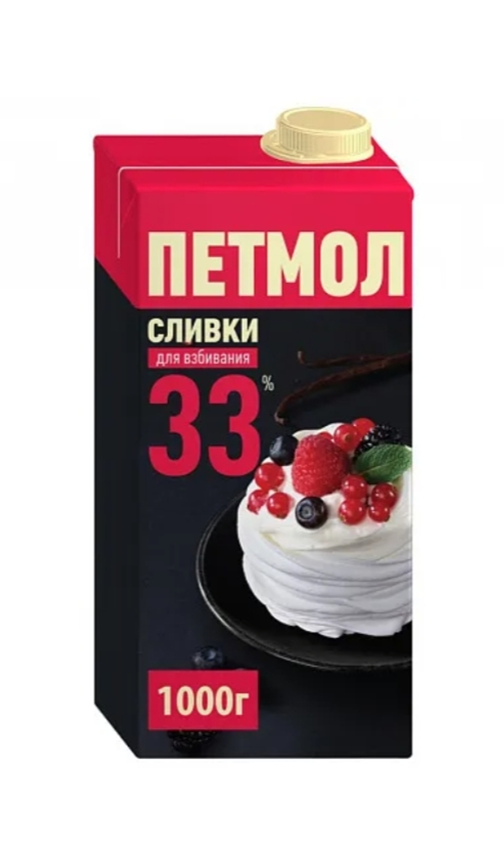 Сливки Петмол для взбивания ультрапастеризованные 33%, 1л