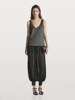 Massimo Dutti Топ с бретелями и бисером, серый