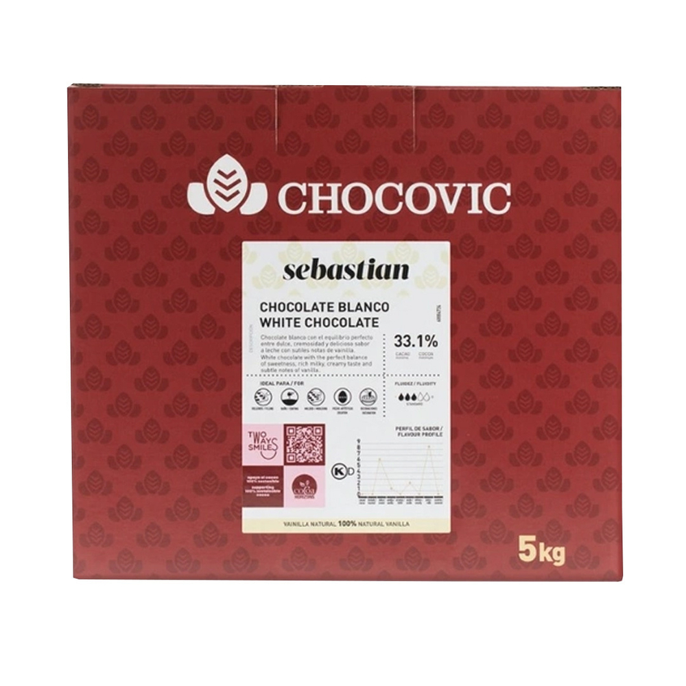 Белая шоколадная масса Sebastian 33,1% какао Chocovic 5 кг