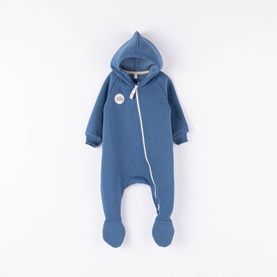 Warm hooded jumpsuit 0-3 months - Denim