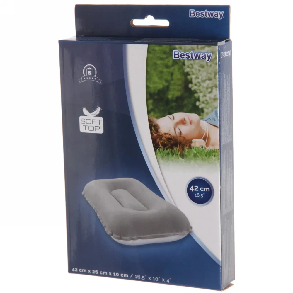 Подушка надувная Flocked Air Camp,42*26*10 см,Bestway (67121)