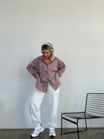 Рубашка в клетку нежно-розовая